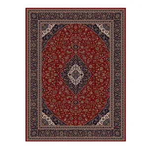 فرش ماشینی مدل کاشان کد A0022R زمینه لاکی