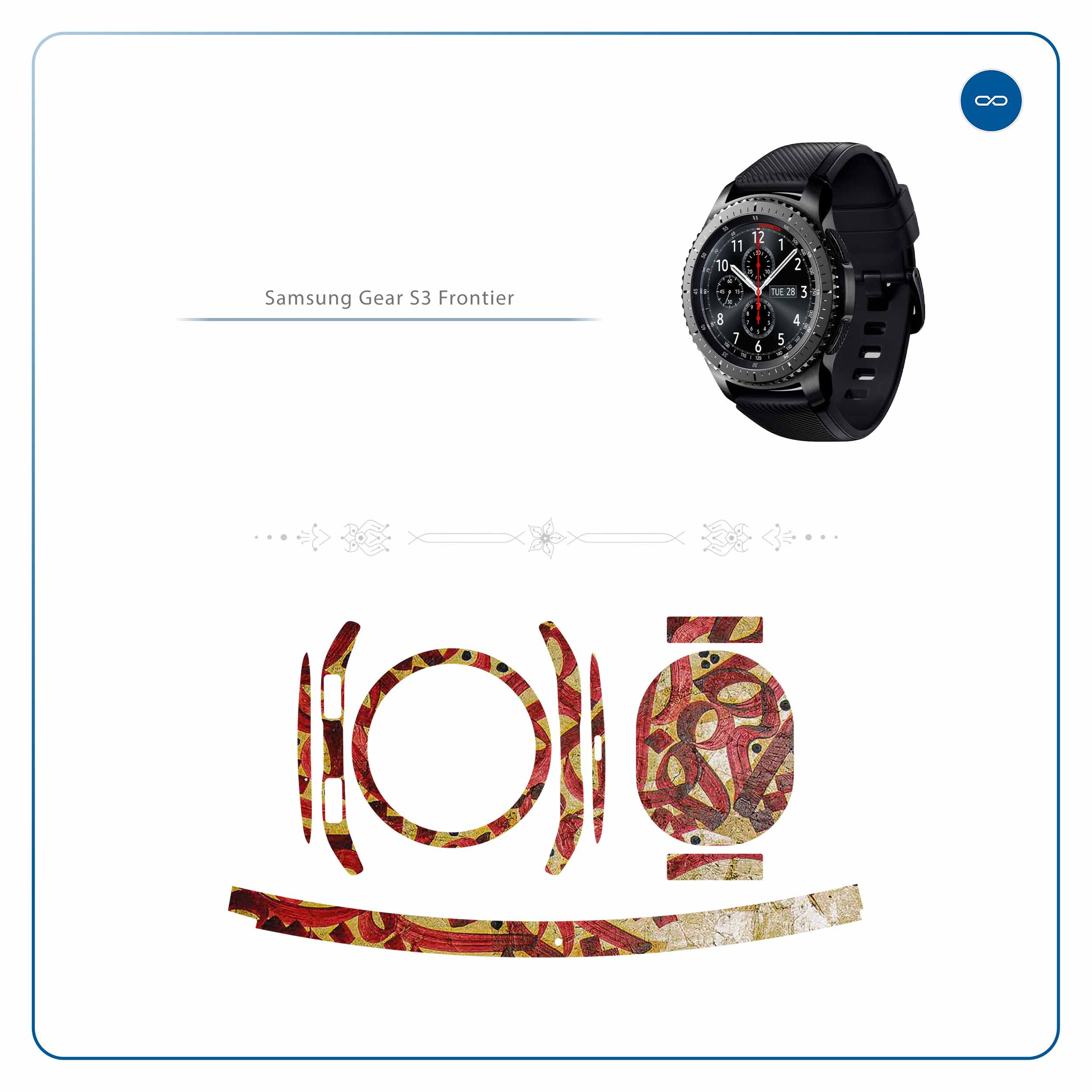 برچسب ماهوت طرح Nastaliq-6 مناسب برای ساعت هوشمند سامسونگ Galaxy Gear S3 Frontier