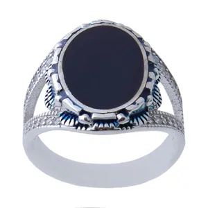 انگشتر نقره زنانه بازرگانی میلادی مدل سنگ عقیق مشکی فول نگین برلیان بدون ریزش ابکاری رادیوم کد AWR_654