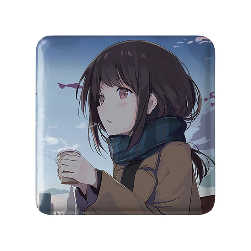 مگنت خندالو طرح دختر انیمه ای  مدل مربعی کد 18067