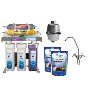 دستگاه تصفیه آب اس اس وی MaxClear 2W X1000  به همراه شیر دوکاره و فیلتر دوش فلزی و شارژ یدک وزن 140 گرم مجموعه 2 عددی