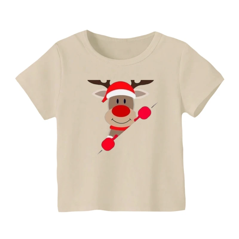 تی شرت آستین کوتاه بچگانه مدل گوزن کریسمس کد 25