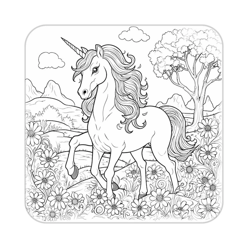 زیر لیوانی کاکتی طرح اسب تک شاخ و یونیکورن مدل mp31303