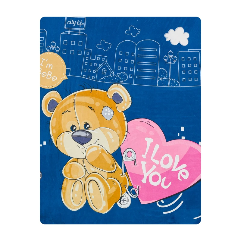 ملحفه میکرو آدنو مدل خرس کوچولو کد MC13 یک نفره سایز 140x240 سانتی متر