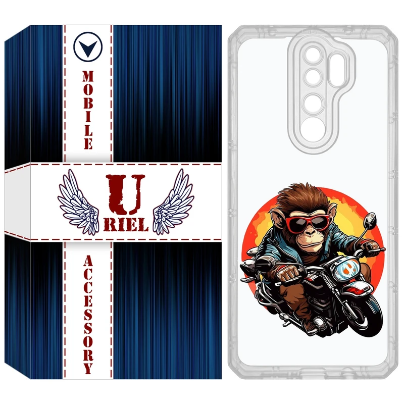 کاور یوریل مدل Clear کد 32 طرح میمون موتورسوار مناسب برای گوشی موبایل شیائومی Redmi Note 8 Pro
