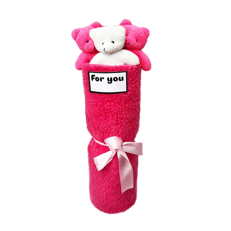 ست هدیه عروسک مدل دسته گل خرسی مجموعه 3 عددی کد 02