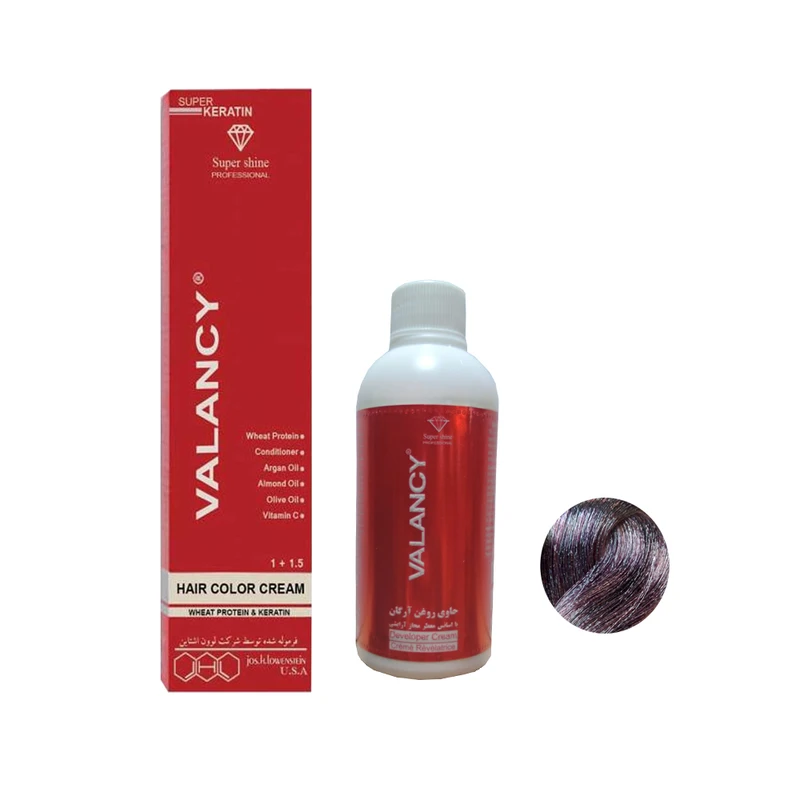 کیت رنگ مو والانسی شماره V3 4.20 حجم 100 میلی لیتر رنگ شرابی طبیعی متوسط