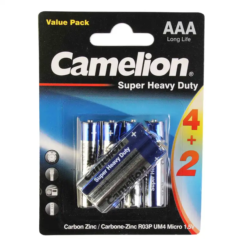 باتری نیم قلمی کملیون مدل Super بسته 6 عددی