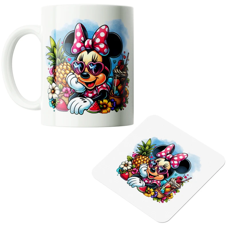 ماگ پاد آفرین مدل کارتونی میکی موس کیوت فانتزی بامزه کد PZ330 به همراه زیرلیوانی