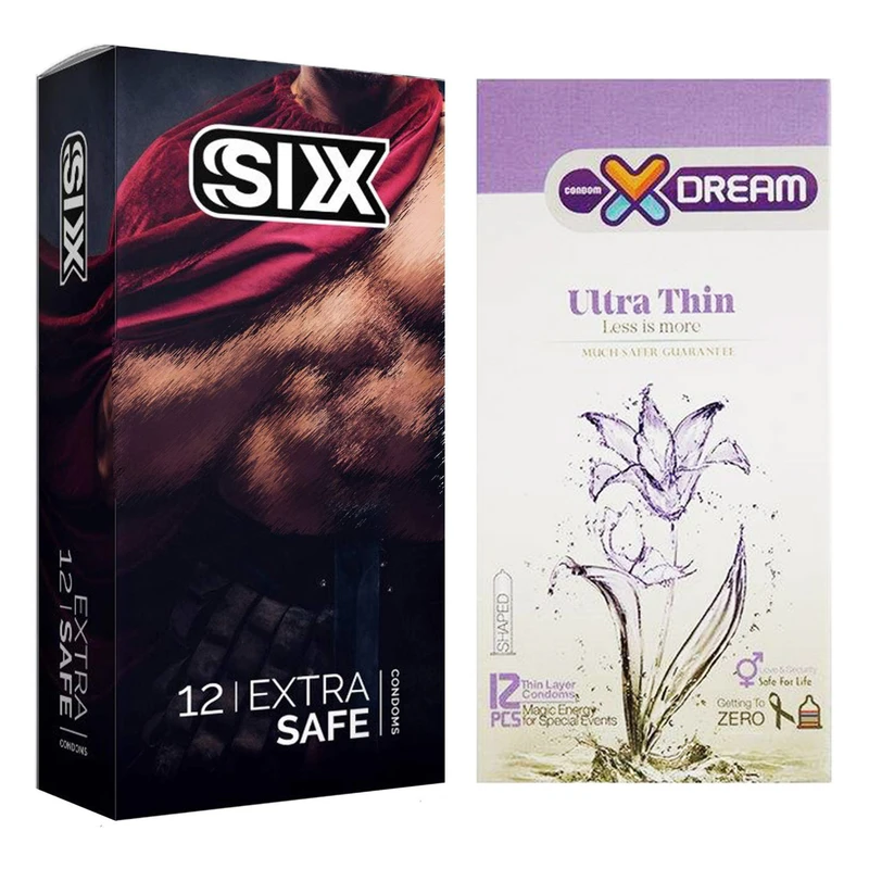 کاندوم سیکس مدل Max Safety بسته 12 عددی به همراه کاندوم ایکس دریم مدل Ultra Thin بسته 12 عددی