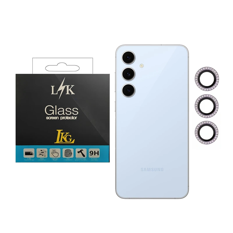 محافظ لنز دوربین ال کا جی مدل نگین دار مناسب برای گوشی موبایل سامسونگ Galaxy S24 FE 5G