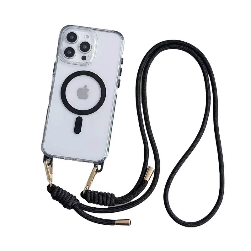 کاور مدل شفاف مگسیف مناسب برای گوشی موبایل اپل iphone 16 pro max به همراه بند