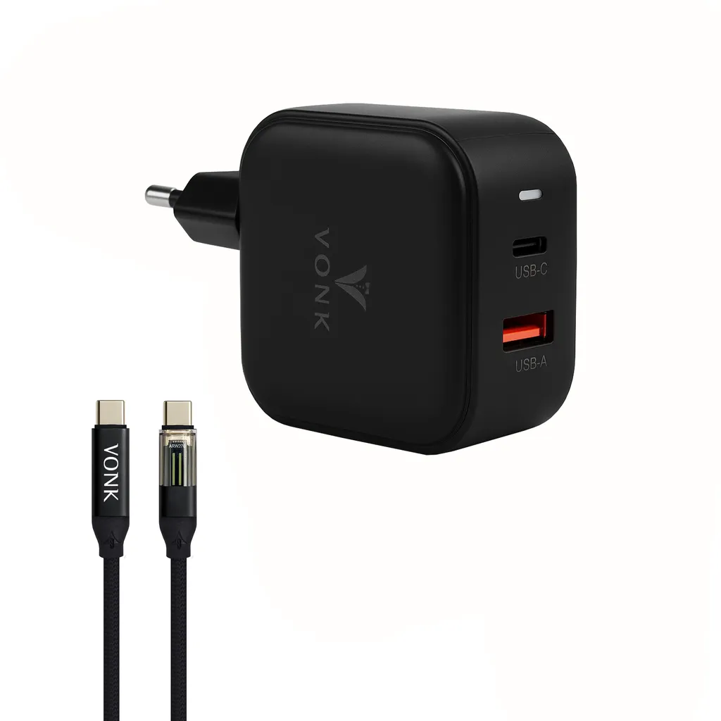 شارژر دیواری 45 وات 2 پورت وونک مدل CA-45 به همراه کابل تبدیل USB‑C