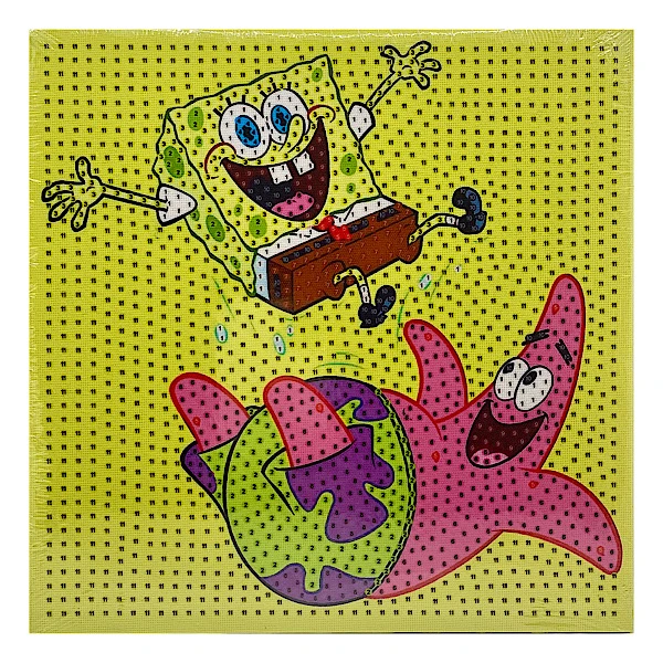 بازی آموزشی مدل ساخت تابلو نقاشی الماسی طرح قاب پاتریک و باب اسفنجی