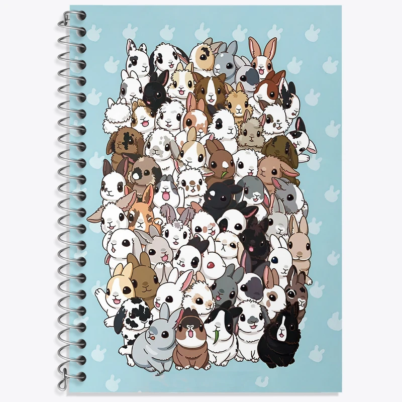 دفتر زبان 50 برگ خندالو مدل سه خط طرح خرگوش های کیوت کد N5741