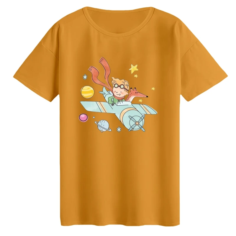 تی‌شرت لانگ آستین کوتاه زنانه مدل شازده کوچولو رنگ نارنجی