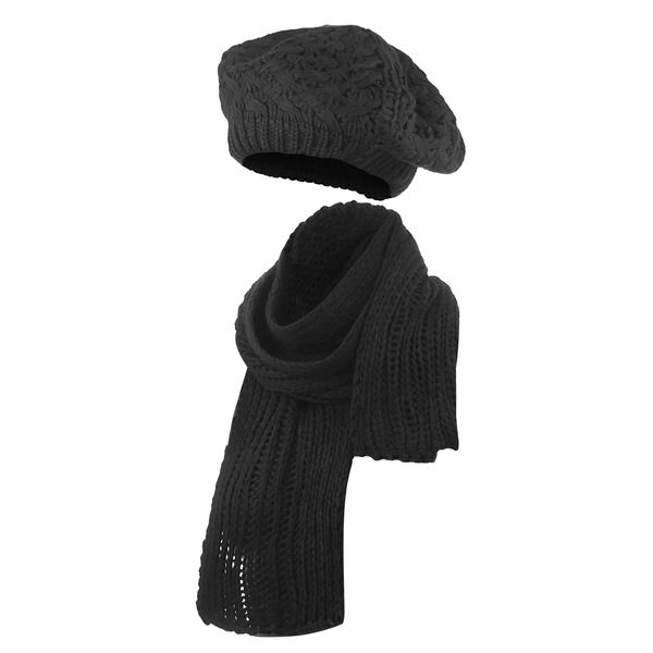 ست کلاه و شال گردن بافتنی زنانه مدل لاینر فرانسه حصیری کد 21