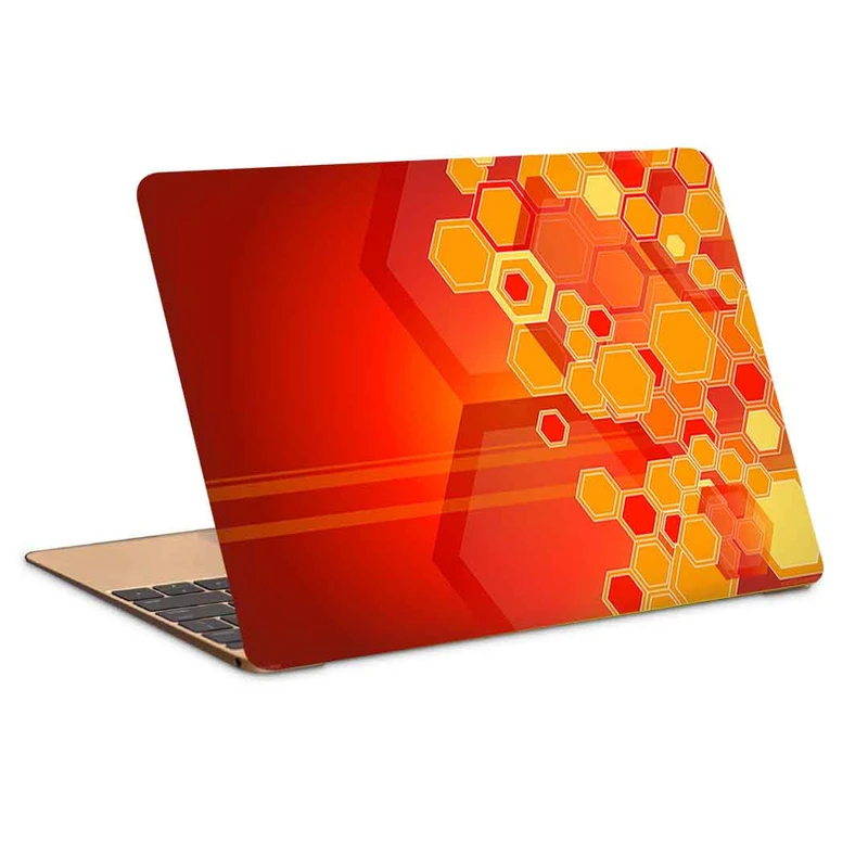 استیکر لپ تاپ طرح polygen orange abstractکد c-763مناسب برای لپ تاپ 15.6 اینچ