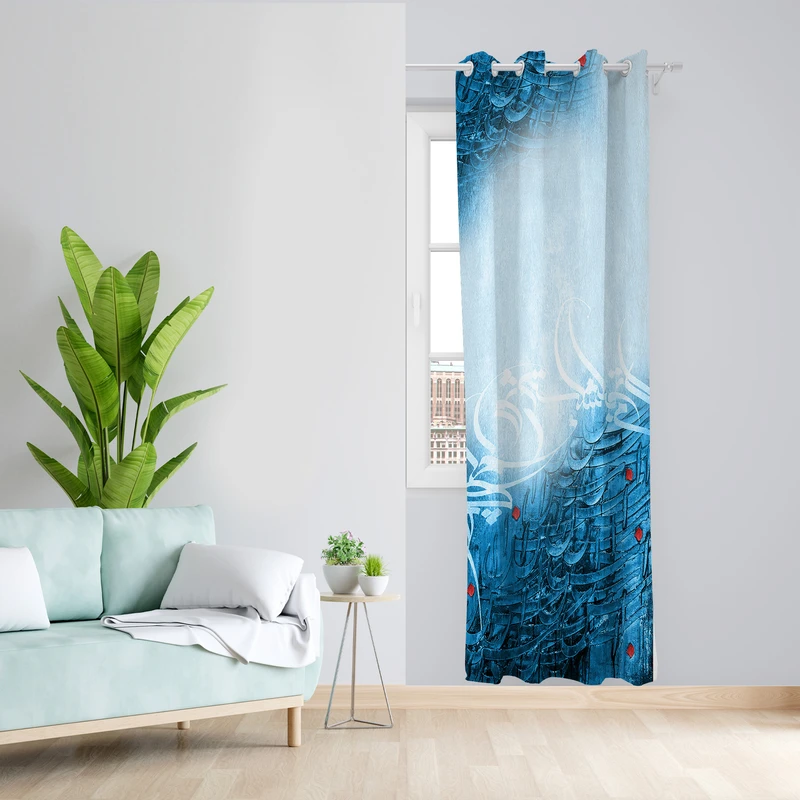 پرده طرح نوشته مدل مخمل پانچی کد 4307 z سایز 140x200 سانتی متر