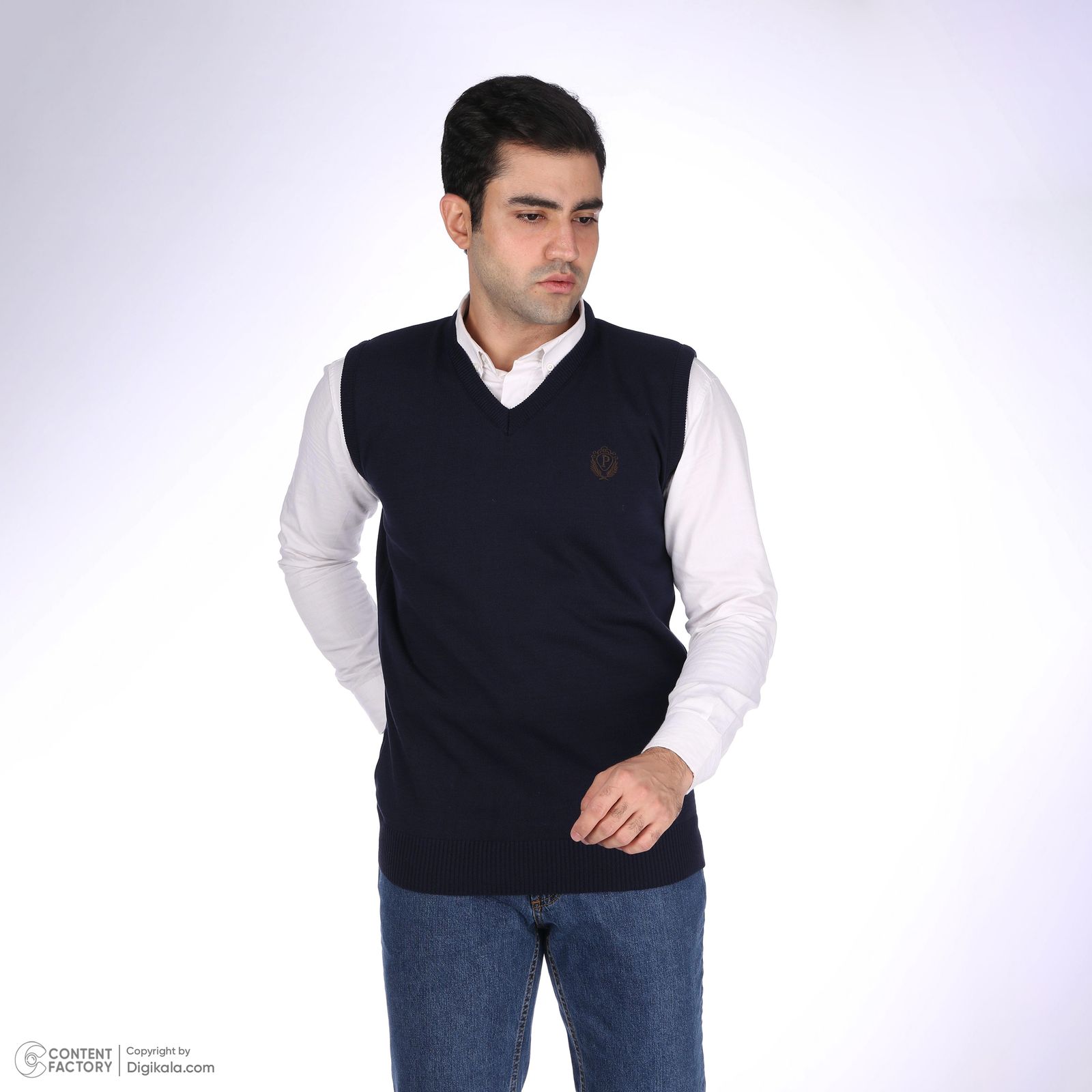 ژیله مردانه تریکو پاییزان مدل J700 رنگ سرمه‌ای تیره -  - 2