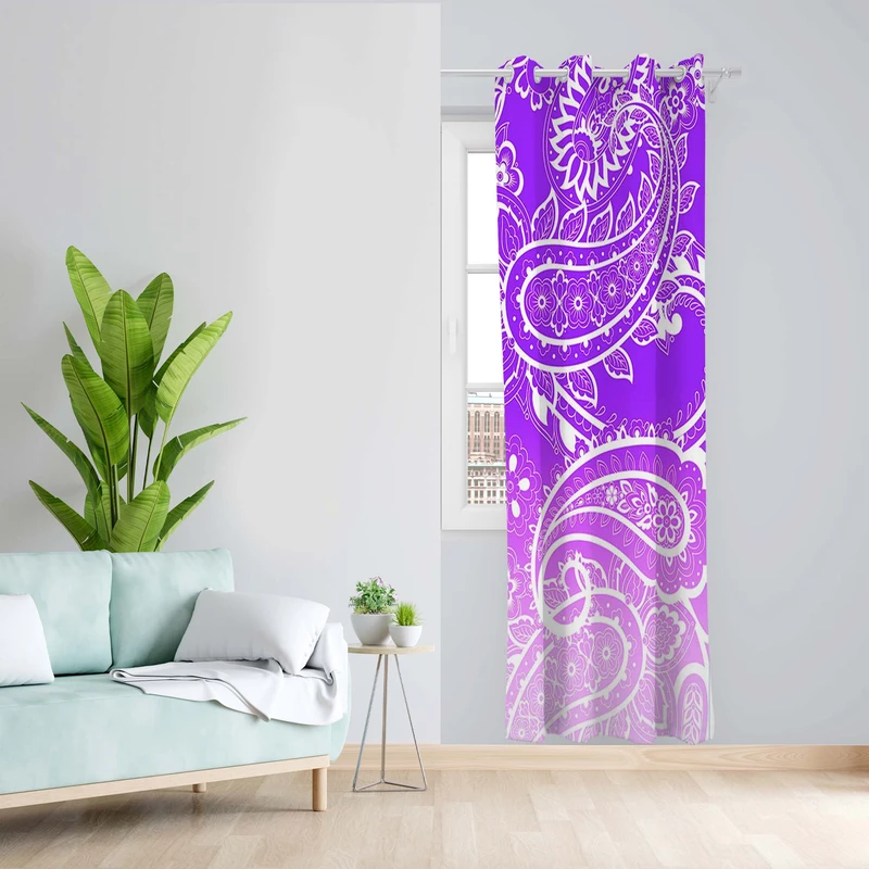 پرده طرح بته جقه مدل مخمل پانچی کد 1727 z سایز 140x200 سانتی متر