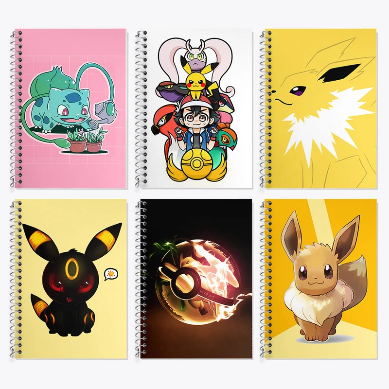 دفتر زبان 50 برگ خندالو مدل دو خط طرح انیمه پوکمون کد 680 مجموعه 6 عددی