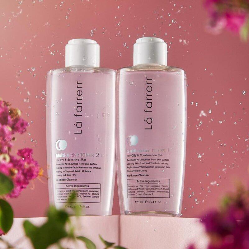 تونر پاک کننده صورت لافارر مدل مولتی اکتیو مناسب پوست های خشک و حساس حجم 170 میلی لیتر