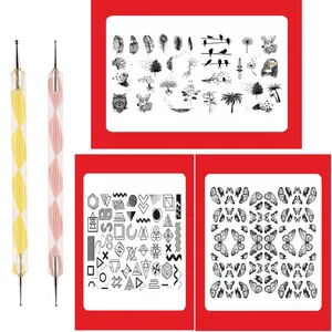 قلم طراحی ناخن مدل 04 مجموعه 2 عددی به همراه لنز ناخن مجموعه 3 عددی