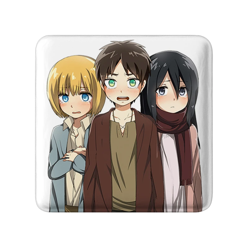 مگنت خندالو طرح میکاسا و ارن و ارمین انیمه اتک آن تایتان Attack on Titan مدل مربعی کد 18557