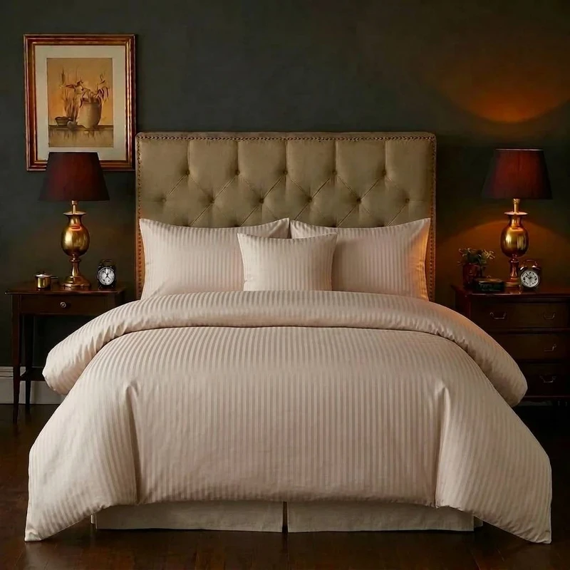 سرویس خواب 2 نفره 5 تکه مدل رویال کلاسیک طرح هتلی خط دار 