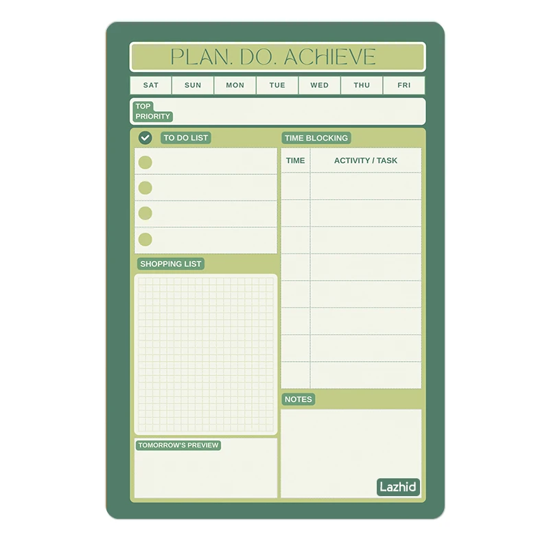 تخته وایت برد لاژید طرح پلنر روزانه مدل آهنربایی سایز 20X30 سانتیمتر 