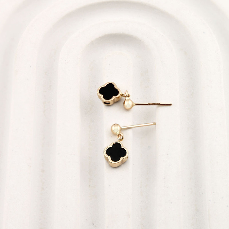 گوشواره میخی طلا 18 عیار زنانه الی گالری مدل گوی و ونکلیف و سنگ ظریف - 3