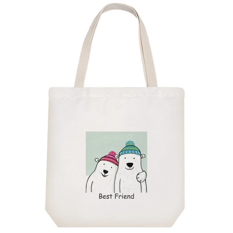 ساک خرید پارچه ای خندالو طرح Best Friend کد H1070