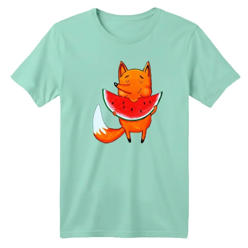 تی شرت آستین کوتاه بچگانه مدل روباه و هندوانه یلدایی