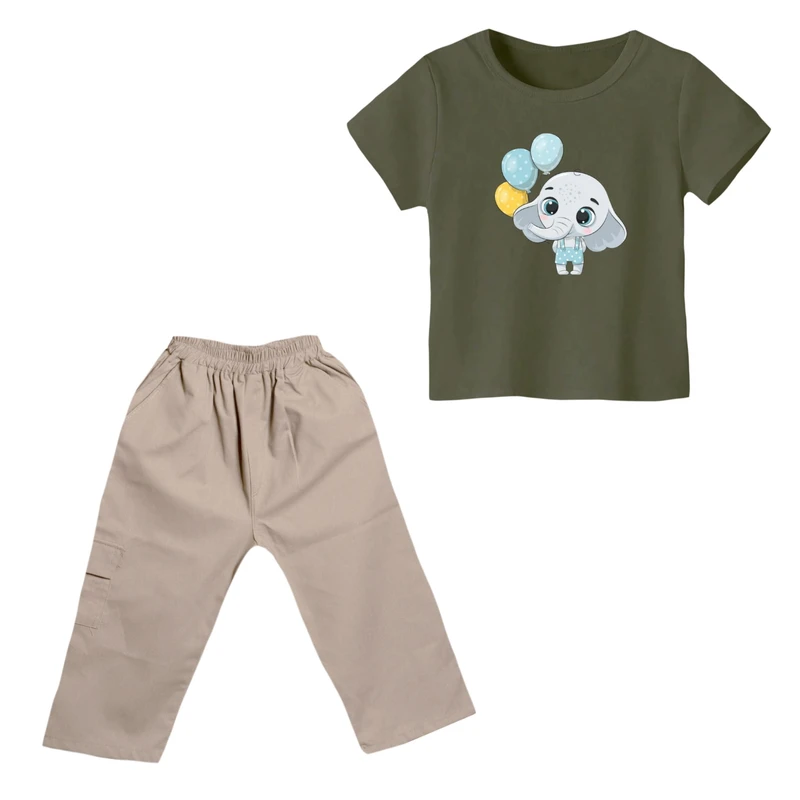 ست تی شرت و شلوارک دخترانه مدل فیل کد ۱۷