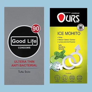 کاندوم گودلایف مدل Ultra Thin Anti Bacterial بسته 12 عددی به همراه کاندوم اورز مدل Ice Mohito بسته 12 عددی