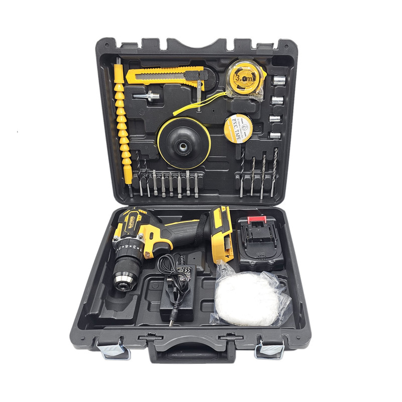 دریل پیچ گوشتی چکشی شارژی صنعتی نئوپاور مدل براشلس کد 1 مجموعه 26 عددی