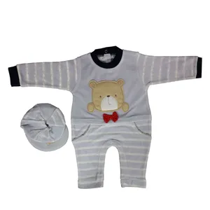 ست سرهمی و کلاه نوزادی مدل راه راه کد 299