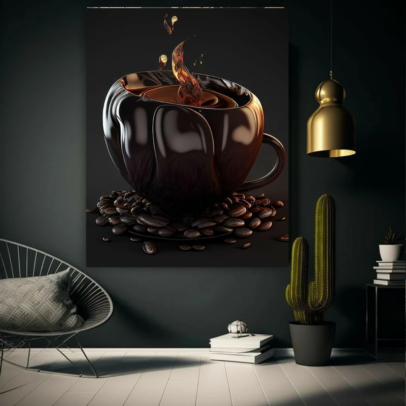 پوستر طرح مخمل فنجان فانتزی قهوه کد BK23575