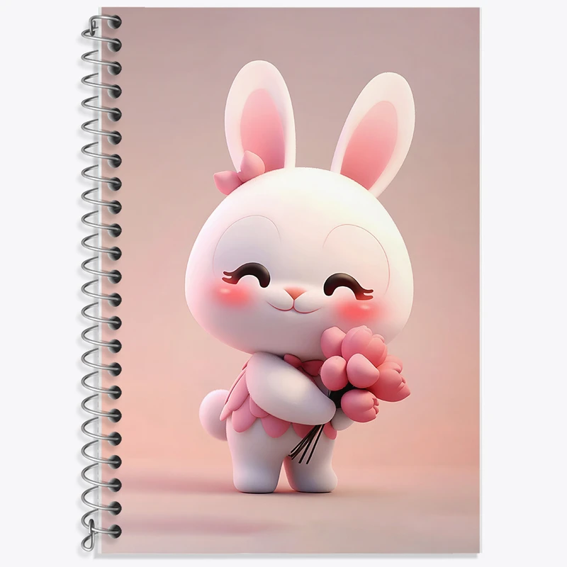 دفتر زبان 50 برگ خندالو مدل دو خط طرح خرگوش کیوت کد F5695