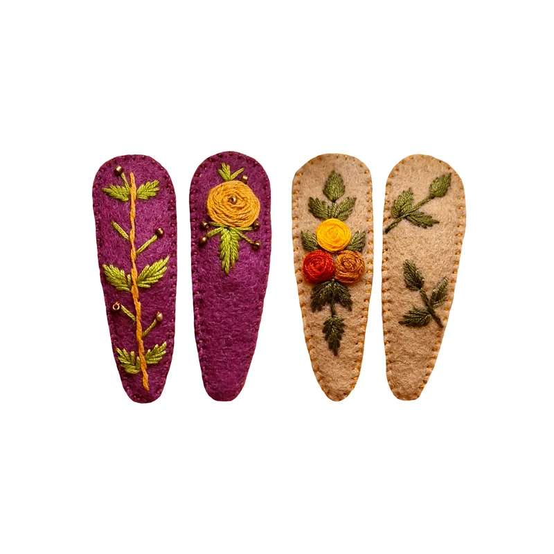 گیره مو زنانه مدل گلدوزی شده بسته چهار عددی