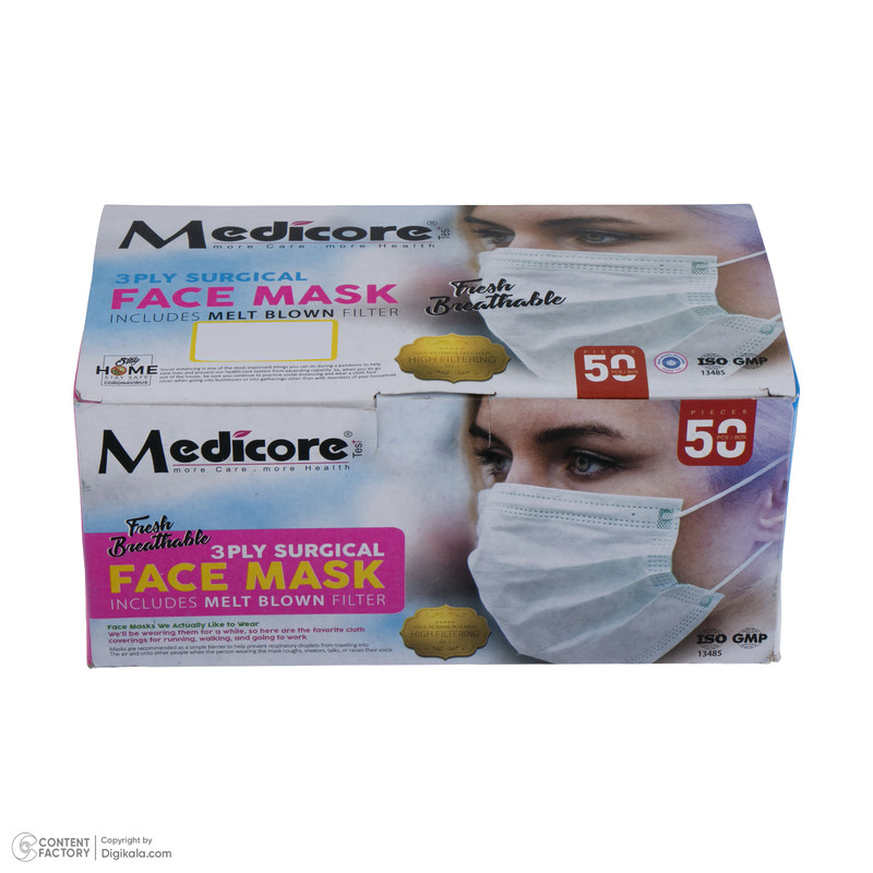 ماسک تنفسی مدیکور مدل ملت بلون بسته  50 عددی