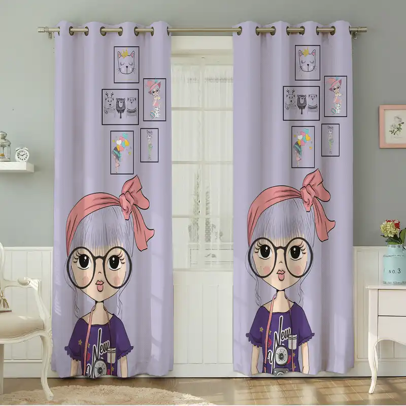 پرده نیروانا طرح کودک مدل مخمل کد 8582 سایز 140×280 سانتی متر