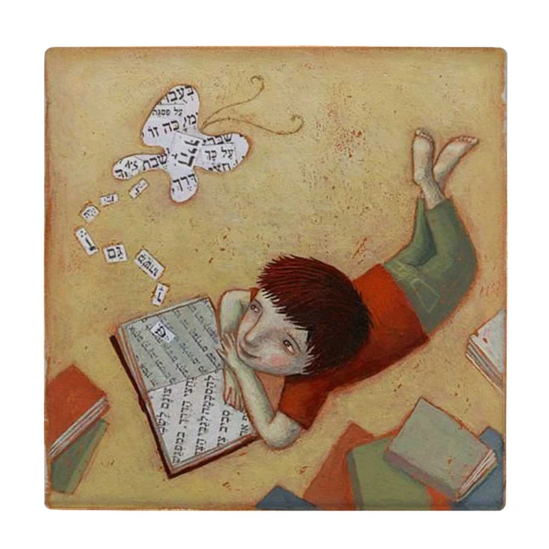  زیر لیوانی  طرح پسر بچه کتابخوان کد    6289017_5868