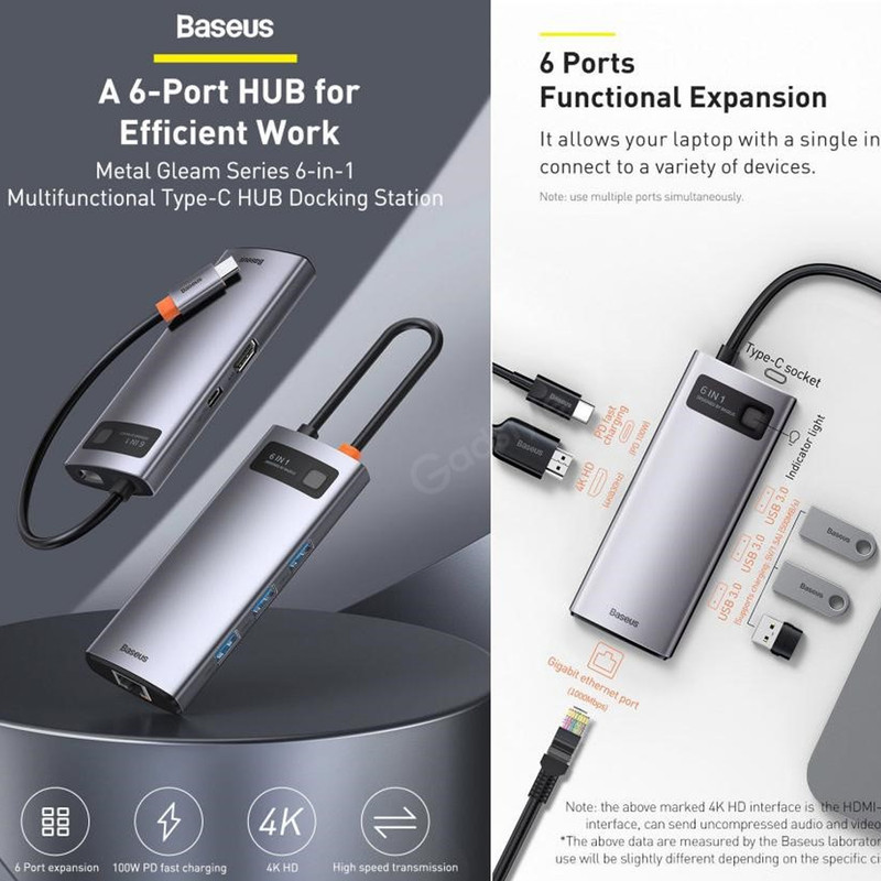 هاب 6 پورت USB-C باسئوس مدل CW0G