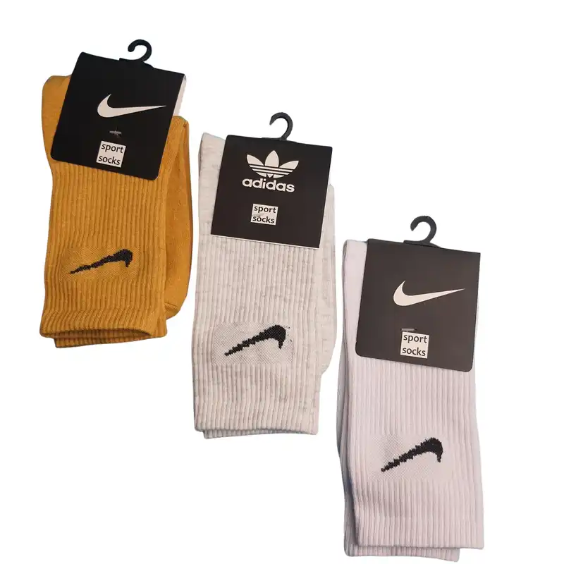 جوراب ورزشی ساق بلند زنانه مدل کش انگلیسی کد NP6004 مجموعه 3 عددی