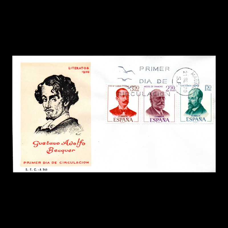 تمبر یادگاری مدل اسپانیا پاکت مهر روز مجموعه 3 عددی