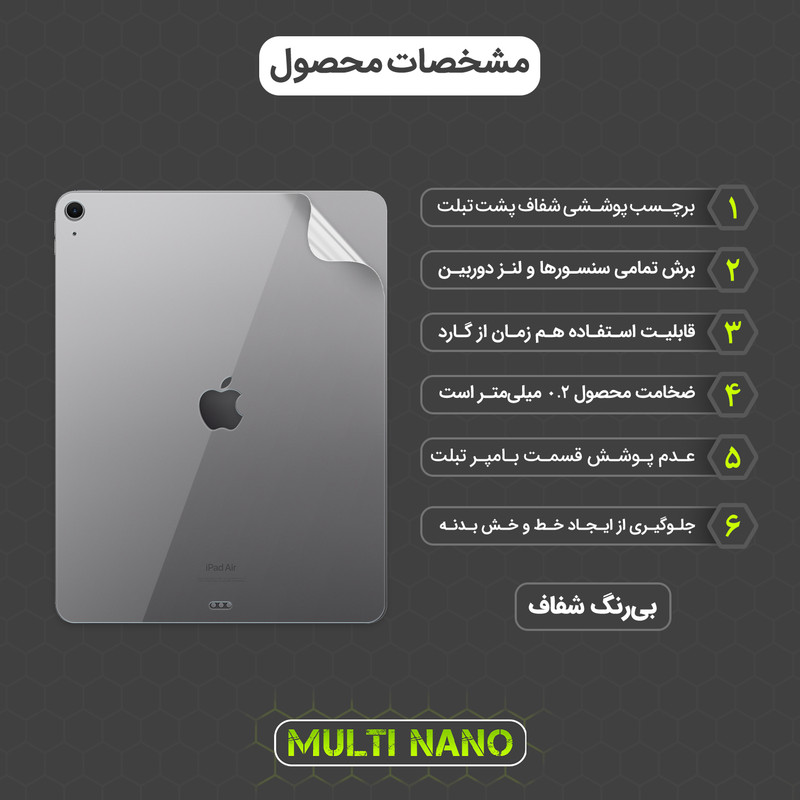 محافظ پشت شفاف مولتی نانو مدل X-F1T مناسب برای تبلت اپل iPad Air 13 (2025) 13 inch
