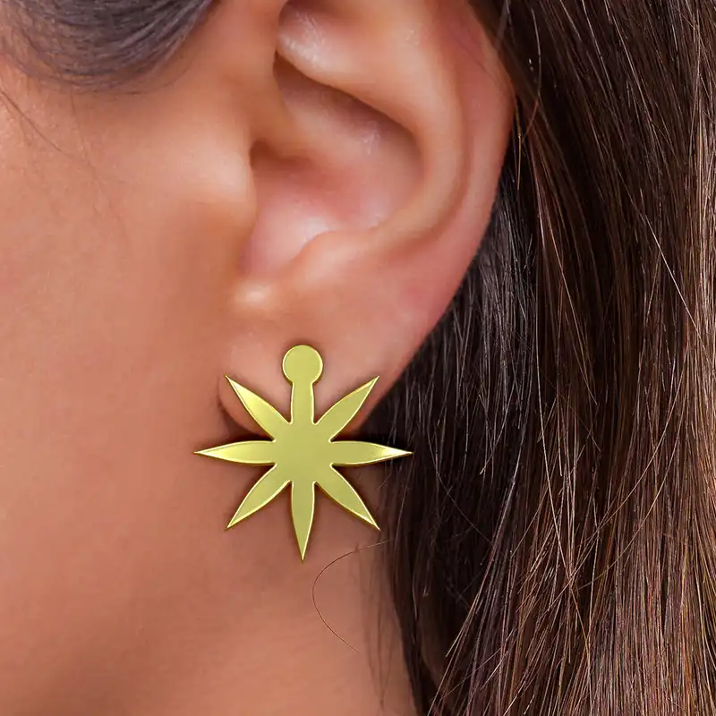 گوشواره طلا 18 عیار زنانه مدوپد مدل ستاره کد GA1-15540