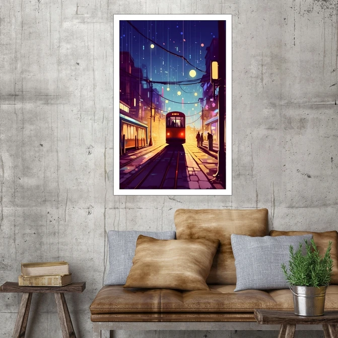 تابلو نوری بکلیت طرح منظره شهر و اتوبوس مدل W-MID-18294